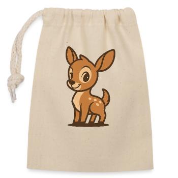 Fawn in cartoon style – dear forest animal Bambi - Closable cotton gift bag (14x20cm) - nature - Front