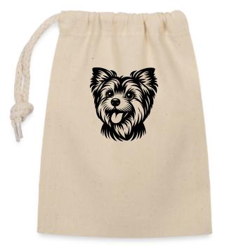 Yorkshire Terrier Drawing Head - Closable cotton gift bag (14x20cm) - nature - Front