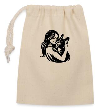 French Bulldog Mom - dogmom vector design - Closable cotton gift bag (14x20cm) - nature - Front