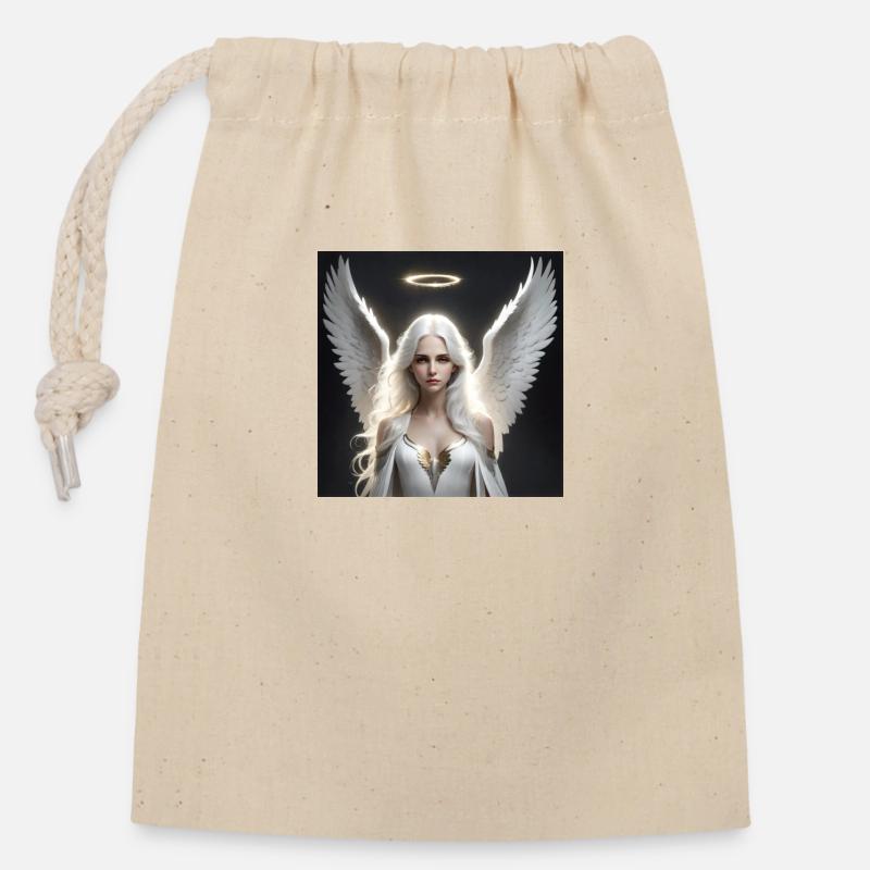 Ange de l’amour - Sac cadeau en coton avec cordon (14 x 20 cm) - nature