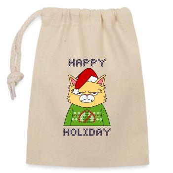 Merry christmas happy holidays gift - Verschließbarer Geschenkbeutel aus Baumwolle (14x20cm) - Natur - Vorne