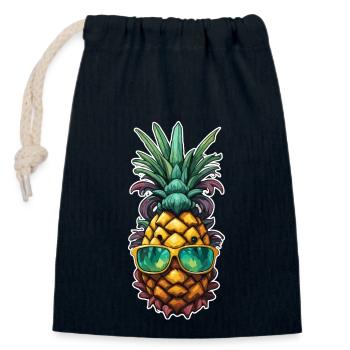 Frucht / Ananas / exotisch / tropisch / Vitamine - Verschließbarer Geschenkbeutel aus Baumwolle (14x20cm) - Navy - Vorne