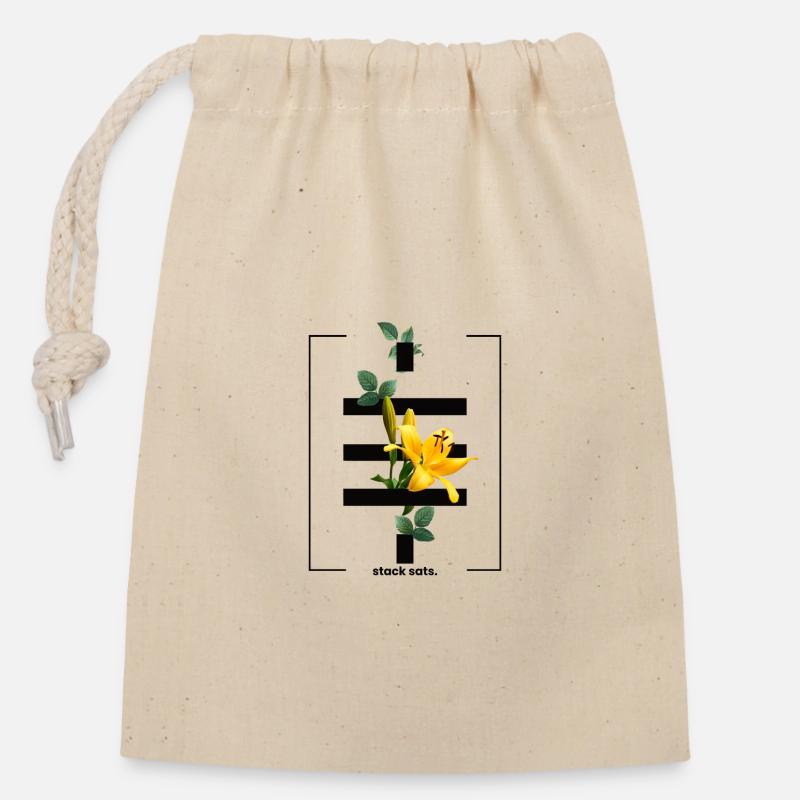 Blumen Bitcoin Crypto Satoshis Symbol 21 - Verschließbarer Geschenkbeutel aus Baumwolle (14x20cm) - Natur