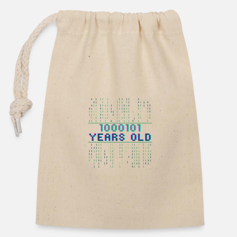 69th Birthday 69 years old Binary Code Computer Science - Closable cotton gift bag (14x20cm) - nature