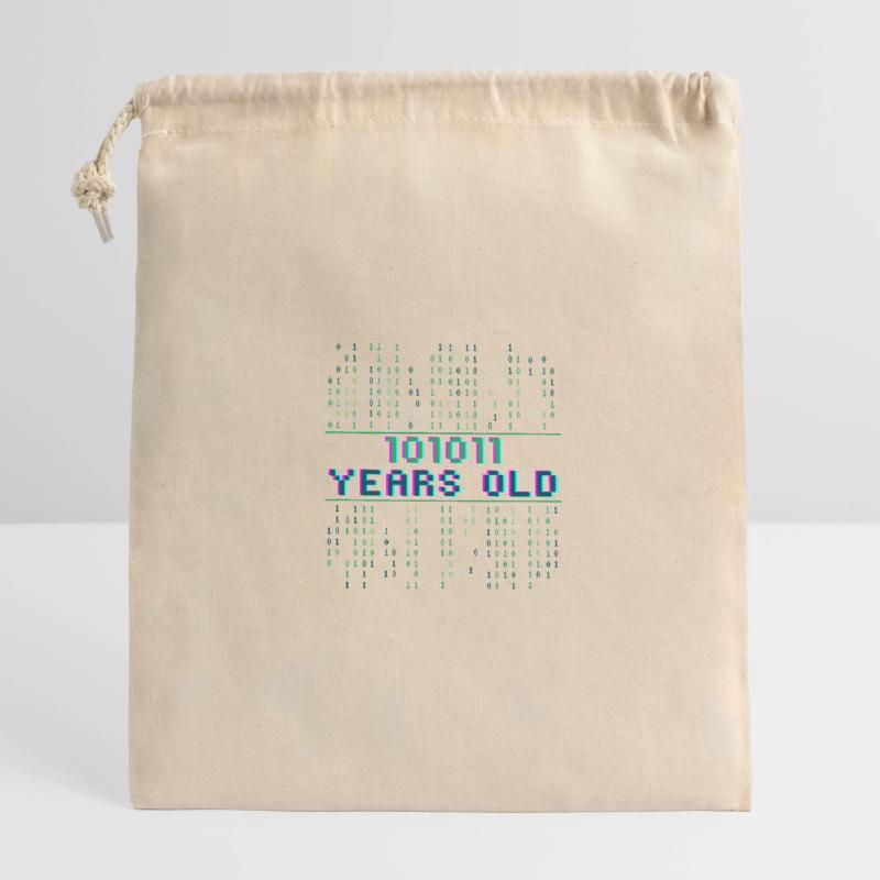 43rd birthday 43 years old Binary Code Computer Science Closable cotton gift bag (14x20cm)