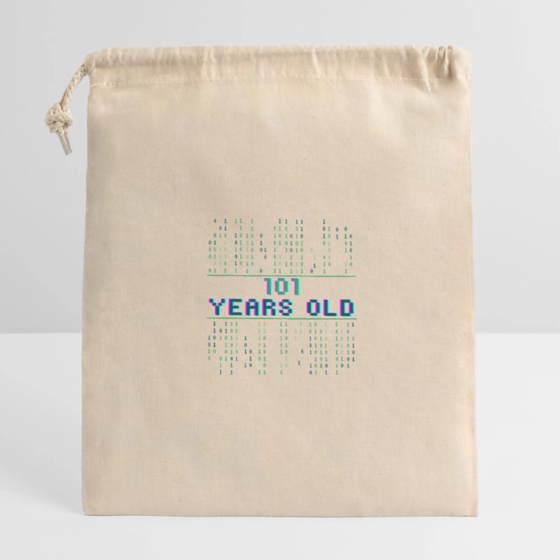 5th birthday 5 years old binary code coder Closable cotton gift bag (14x20cm)