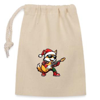 Fox Christmas Rocker Guitare - Sac cadeau en coton avec cordon (14 x 20 cm) - nature - Devant
