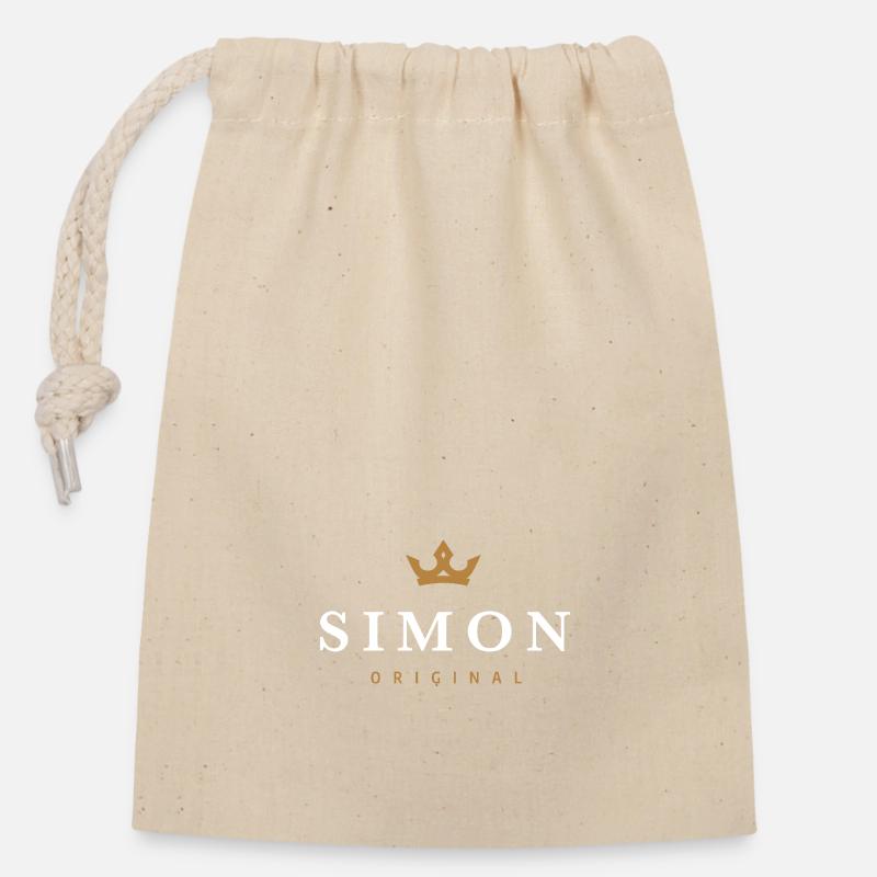 Simon Original Familienlogo - Verschließbarer Geschenkbeutel aus Baumwolle (14x20cm) - Natur
