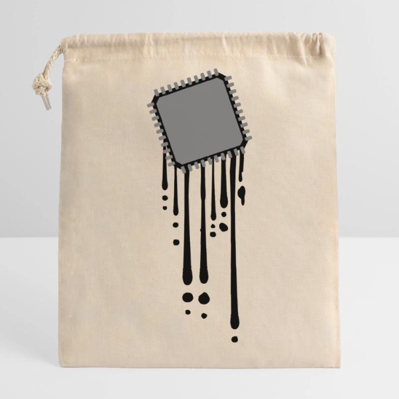 melt drops graffiti cpu computer nerd desig Closable cotton gift bag (14x20cm)