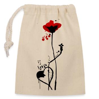 C’est l’amour.. avec design coquelicot - Sac cadeau en coton avec cordon (14 x 20 cm) - nature - Devant