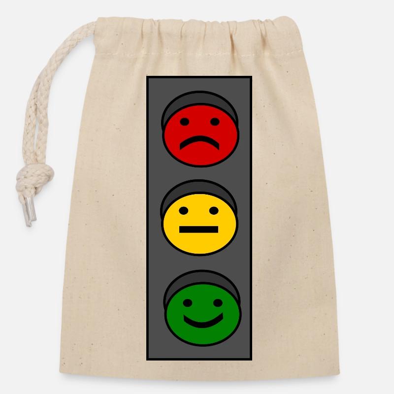 Traffic light emoticons - Closable cotton gift bag (14x20cm) - nature