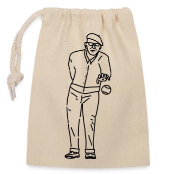 Petanque Player Left-Handed - Closable cotton gift bag (14x20cm) - nature - Front