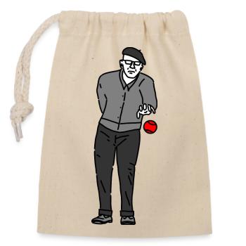 Petanque Player Left-Handed - Closable cotton gift bag (14x20cm) - nature - Front