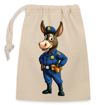 Donkey Police / Cop Mule - Closable cotton gift bag (14x20cm) - nature - Front