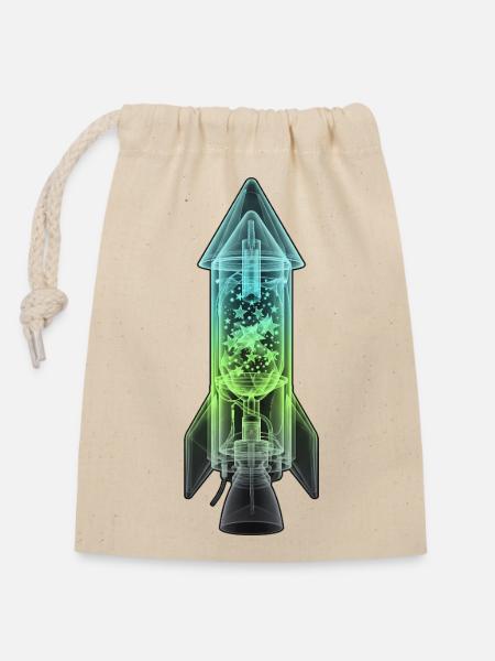 Röntgen Rakete Silvester - Verschließbarer Geschenkbeutel aus Baumwolle (14x20cm) - Natur