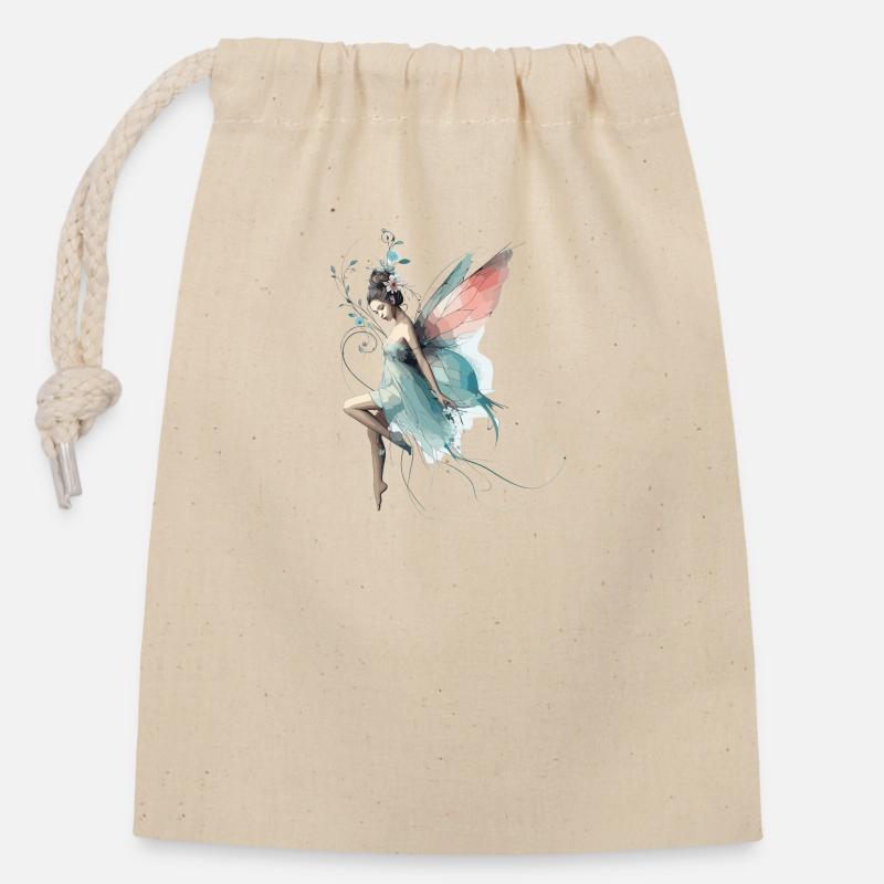 Fée fée monde cadeau - Sac cadeau en coton avec cordon (14 x 20 cm) - nature