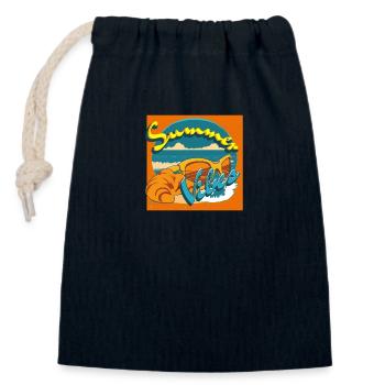 Summer vibes Retro style - Closable cotton gift bag (14x20cm) - navy - Front