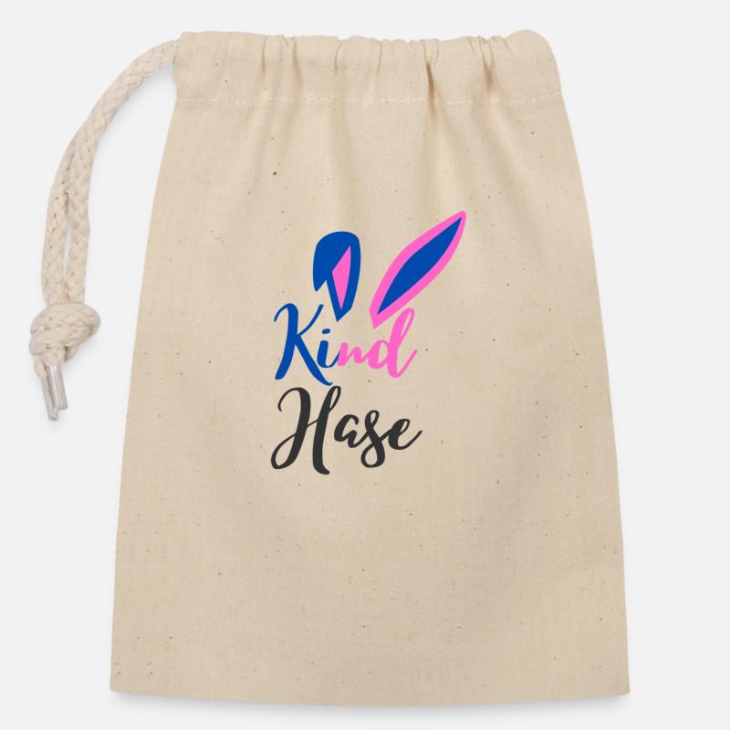 Child Bunny - Closable cotton gift bag (14x20cm) - nature