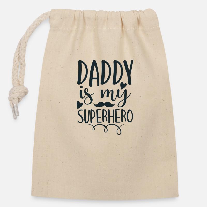 DADDY is my SUPERHERO - Closable cotton gift bag (14x20cm) - nature