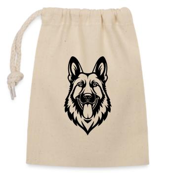 Schäferhund Hund Hundekopf - Verschließbarer Geschenkbeutel aus Baumwolle (14x20cm) - Natur - Vorne