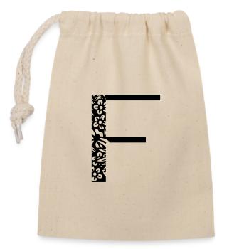 Buchstabe F - Verschließbarer Geschenkbeutel aus Baumwolle (14x20cm) - Natur - Vorne