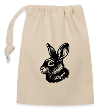 Petit lapin mignon avec de grandes oreilles - Sac cadeau en coton avec cordon (14 x 20 cm) - nature - Devant