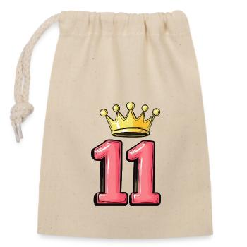 11 Number Crown - Closable cotton gift bag (14x20cm) - nature - Front