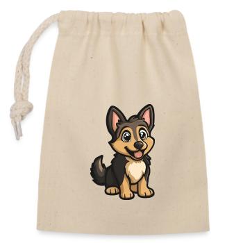 Schäferhund Hund Comic Baby - Verschließbarer Geschenkbeutel aus Baumwolle (14x20cm) - Natur - Vorne
