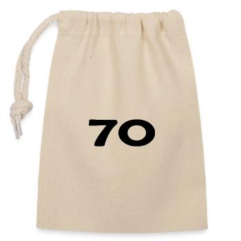 70. 70 ANS. 70e ANNIVERSAIRE. ANNIVERSAIRE 70 ANS. - Sac cadeau en coton avec cordon (14 x 20 cm) - nature - Devant