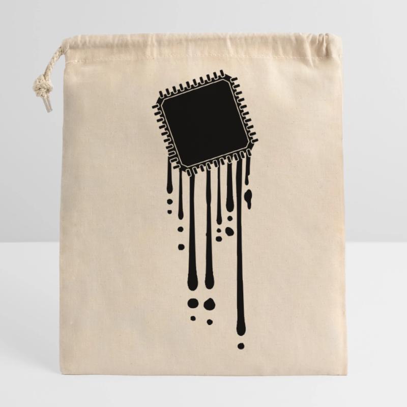 processor melt drops graffiti cpu computer Closable cotton gift bag (14x20cm)