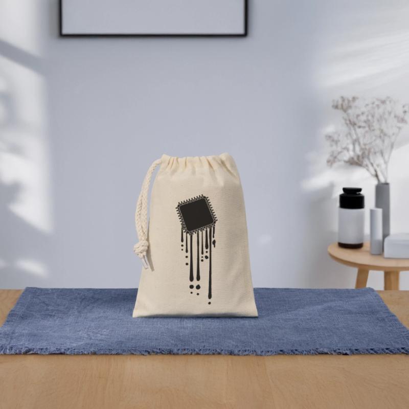 processor melt drops graffiti cpu computer Closable cotton gift bag (14x20cm)