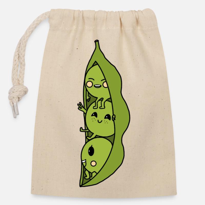 Pois - Sac cadeau en coton avec cordon (14 x 20 cm) - nature