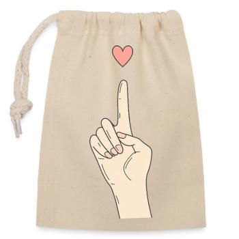 Doigt Cœur Signaux de la main - Sac cadeau en coton avec cordon (14 x 20 cm) - nature - Devant
