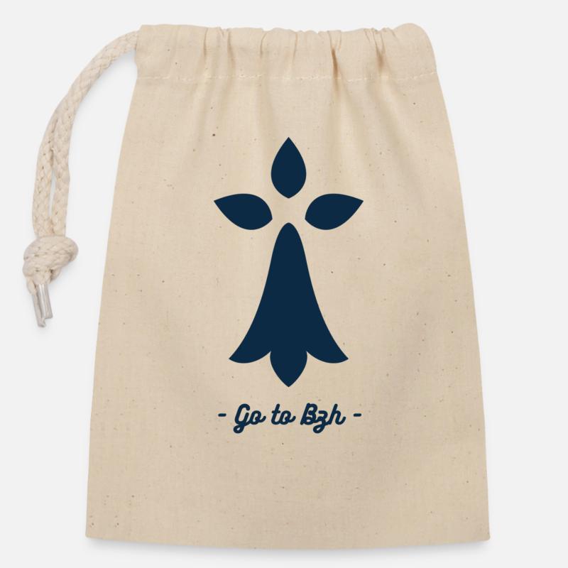 Hermine Stylisée BZH - Sac cadeau en coton avec cordon (14 x 20 cm) - nature