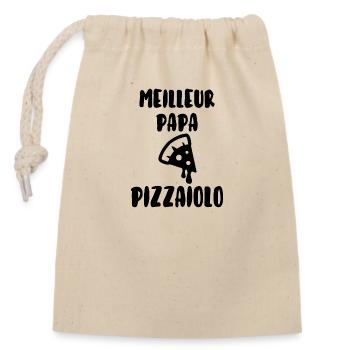 Meilleur papa pizzaiolo - Sac cadeau en coton avec cordon (14 x 20 cm) - nature - Devant