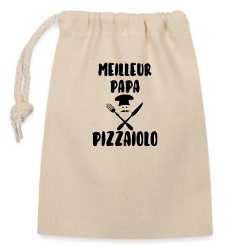 Meilleur papa pizzaiolo - Sac cadeau en coton avec cordon (14 x 20 cm) - nature - Devant