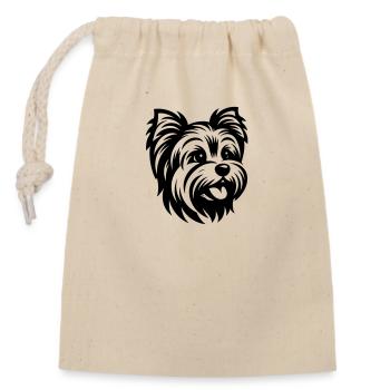 Yorkshire Terrier dessin tête - Sac cadeau en coton avec cordon (14 x 20 cm) - nature - Devant