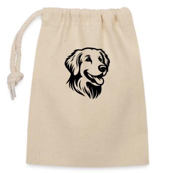 Golden Retriever Goldie Drawing Head - Closable cotton gift bag (14x20cm) - nature - Front