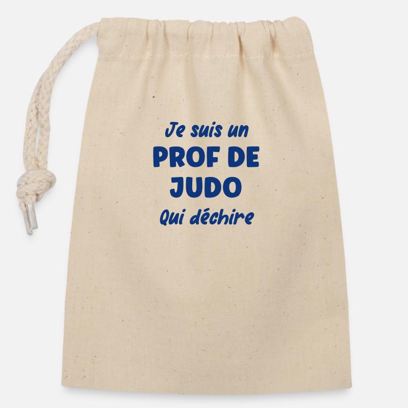 Je suis un prof de judo - Sac cadeau en coton avec cordon (14 x 20 cm) - nature