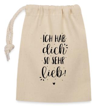 Ich hab dich so doll lieb - Verschließbarer Geschenkbeutel aus Baumwolle (14x20cm) - Natur - Vorne