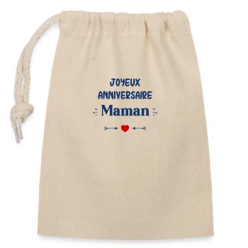 Joyeux Anniversaire maman - Sac cadeau en coton avec cordon (14 x 20 cm) - nature - Devant