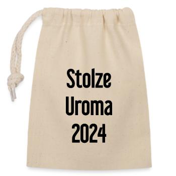 Stolze Uroma 2024 - Verschließbarer Geschenkbeutel aus Baumwolle (14x20cm) - Natur - Vorne