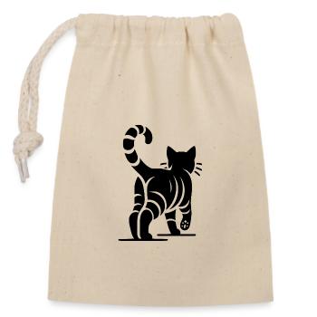 Back view of an elegant cat with stripes - Closable cotton gift bag (14x20cm) - nature - Front