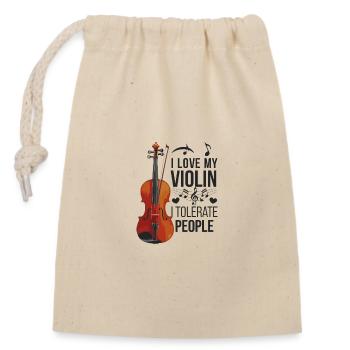 J’aime mon violon et je tolère les gens - Sac cadeau en coton avec cordon (14 x 20 cm) - nature - Devant