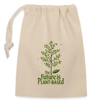 The Future is Plant-Based – Vegan & Sustainable - Closable cotton gift bag (14x20cm) - nature - Front