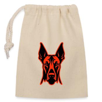 Doberman Dog Head - Closable cotton gift bag (14x20cm) - nature - Front