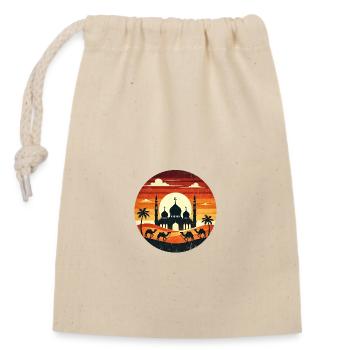 Marrakesch Moschee Sonnenuntergang - Verschließbarer Geschenkbeutel aus Baumwolle (14x20cm) - Natur - Vorne