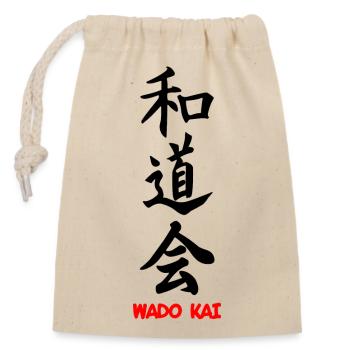 Wado kai schwarzes Kanji mit Text - Verschließbarer Geschenkbeutel aus Baumwolle (14x20cm) - Natur - Vorne