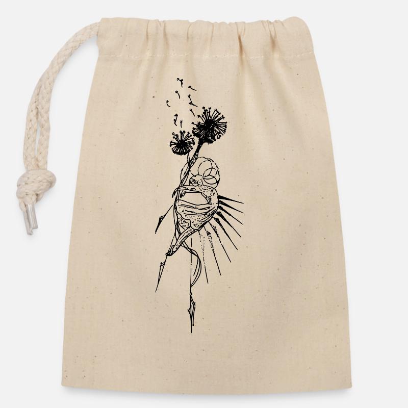 Dandelion dance - Closable cotton gift bag (14x20cm) - nature
