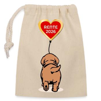 Rente 2026 Hunde - Verschließbarer Geschenkbeutel aus Baumwolle (14x20cm) - Natur - Vorne